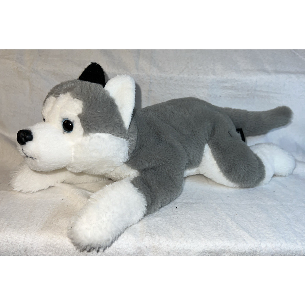 FAO Schwarz Husky Dog Lying Stuffed Animal Plush Adopt A Pet 15” Soft Toy